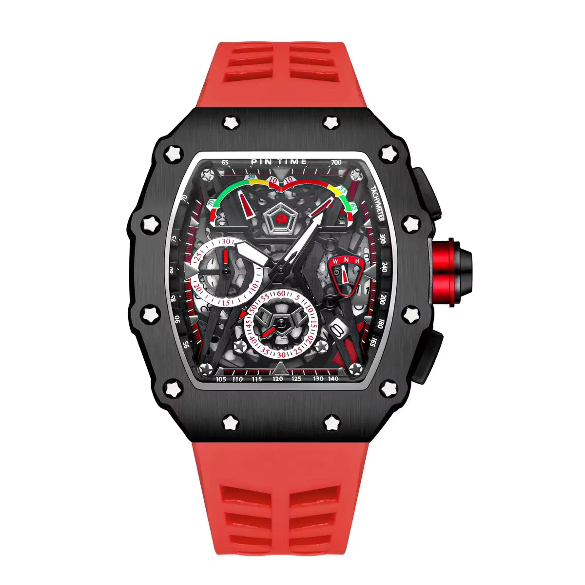 “Richard Mille Luxury Skeleton Dial Automatic Watch – Black Case with Bold Strap”