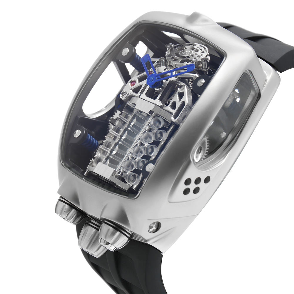 Bugatti Mechanical Skeleton Watch – Luxury Automatic Movement, Rubber Strap