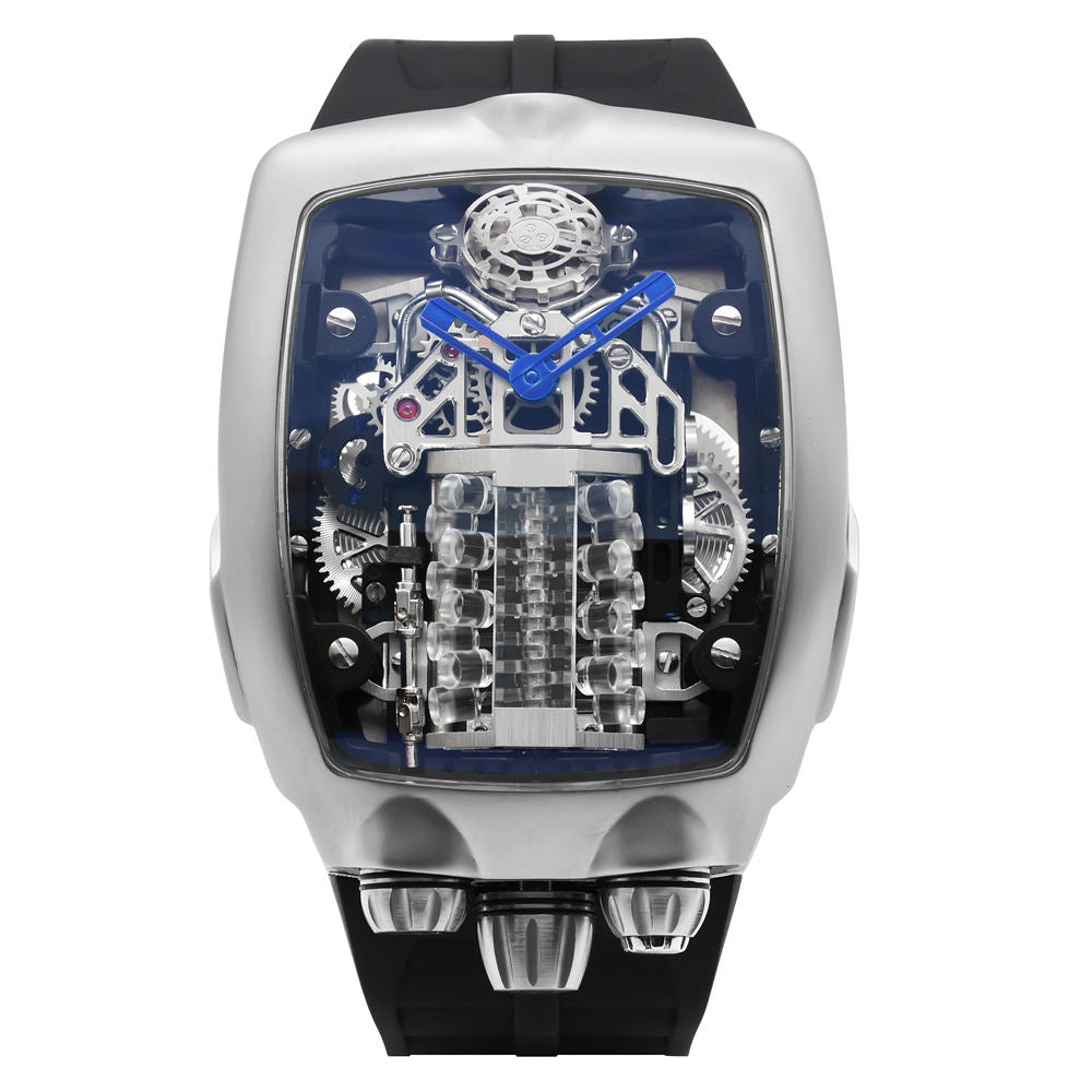 Bugatti Mechanical Skeleton Watch – Luxury Automatic Movement, Rubber Strap