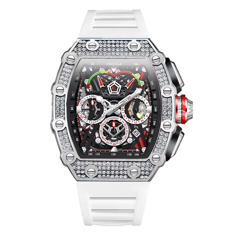 Richard Mille Masterpiece Skeleton Tourbillon-Inspired Watch with Full Diamond Bezel