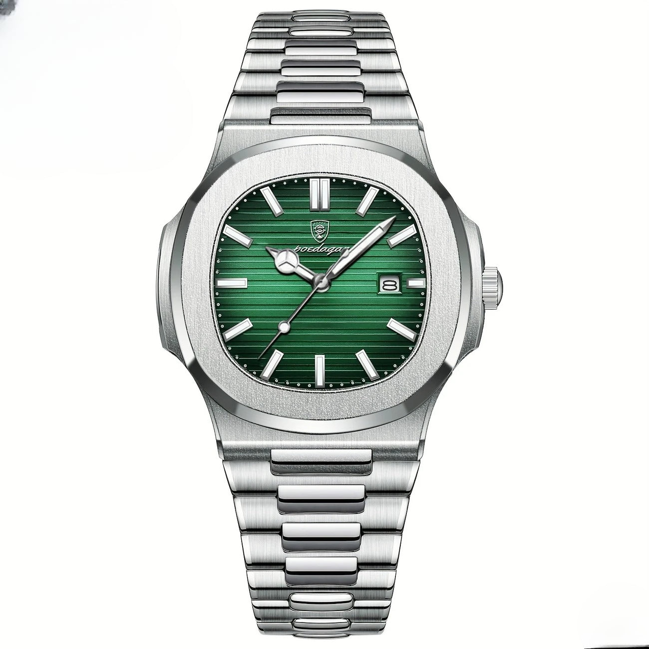 Men's Luxury Stainless Steel Watch – Date Display, Polished Bracelet Design