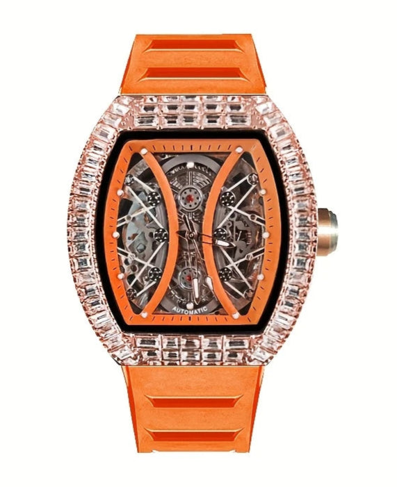 Luxury Mechanical Watch for Men – Skeleton Dial, Silicone Strap