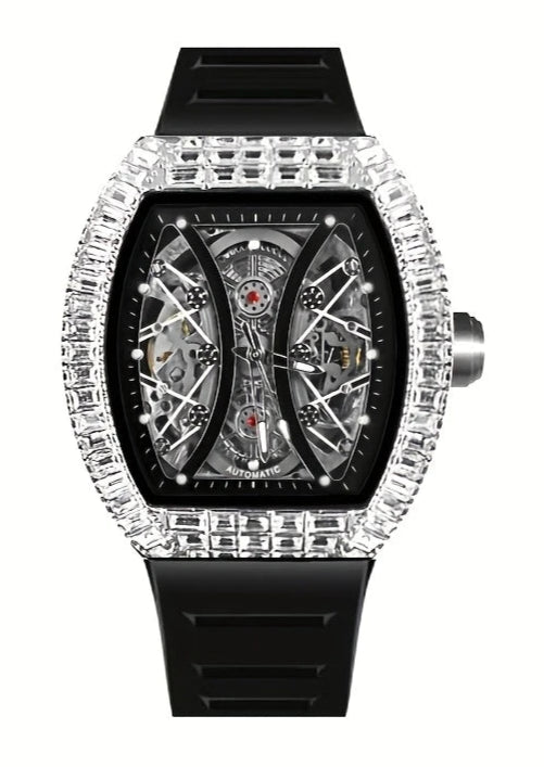 Luxury Mechanical Watch for Men – Skeleton Dial, Silicone Strap