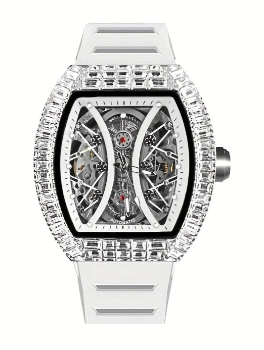 Luxury Mechanical Watch for Men – Skeleton Dial, Silicone Strap