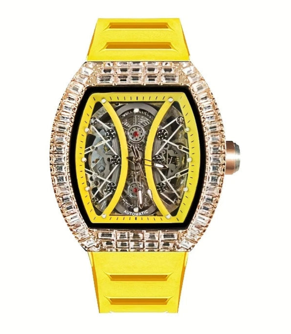 Luxury Mechanical Watch for Men – Skeleton Dial, Silicone Strap