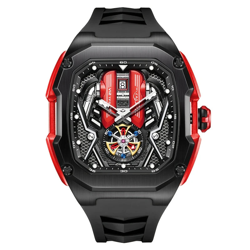 Men's Luxury Skeleton Automatic Watch – Transparent Dial, Mechanical Movement, Sport Style