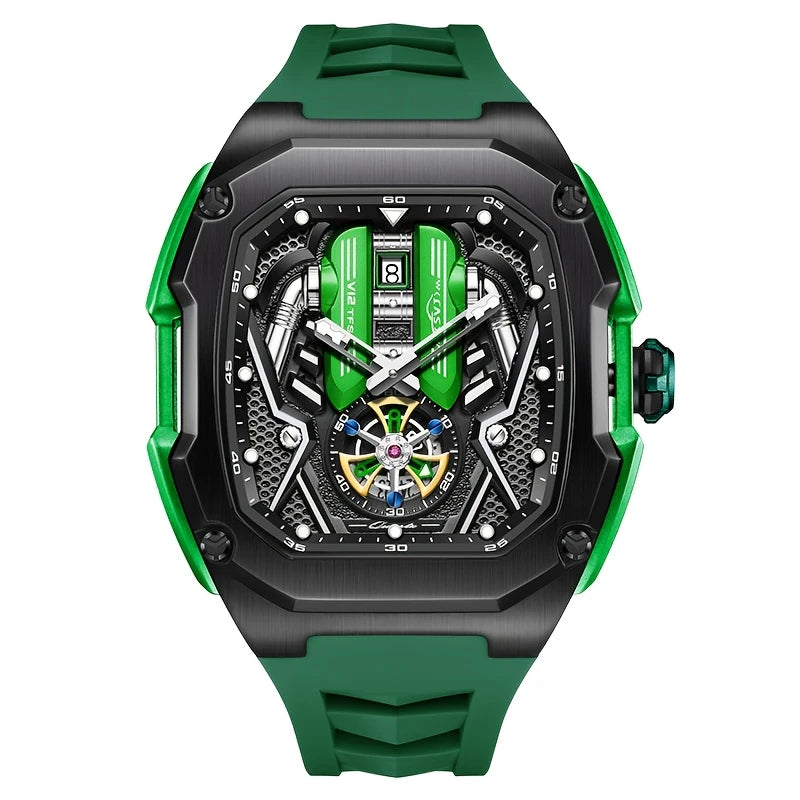 Men's Luxury Skeleton Automatic Watch – Transparent Dial, Mechanical Movement, Sport Style