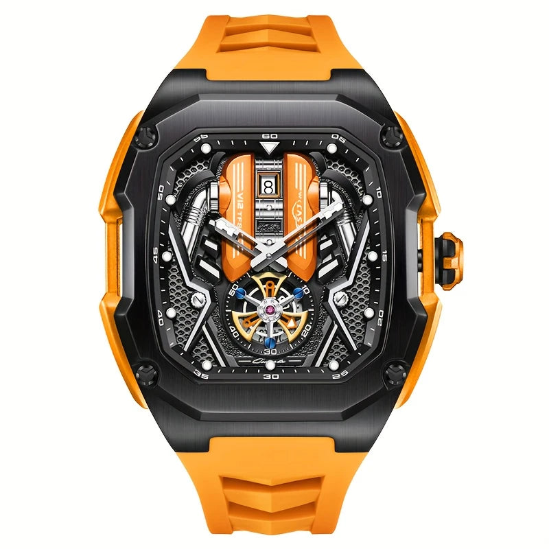 Men's Luxury Skeleton Automatic Watch – Transparent Dial, Mechanical Movement, Sport Style
